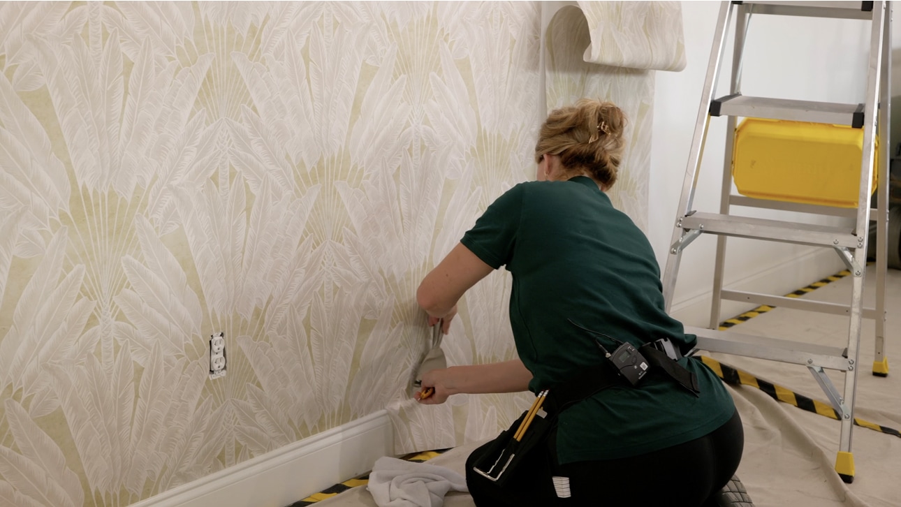 Wallpapered residential living space
